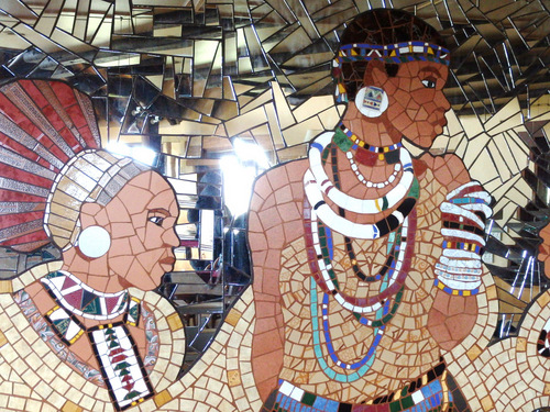 Tribal Customs and Life Art Mosaic.